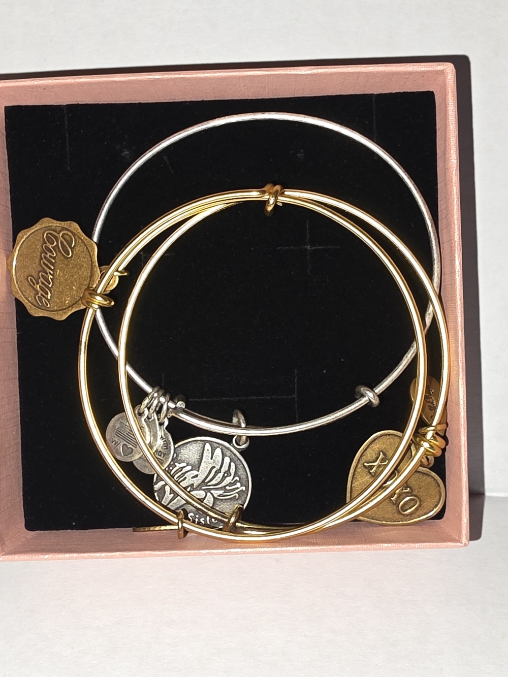 Alex and Ani Gold and Silver Mixed Metal Charm Bangle Set